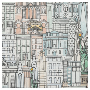 New Yorker Aquarell Stoff