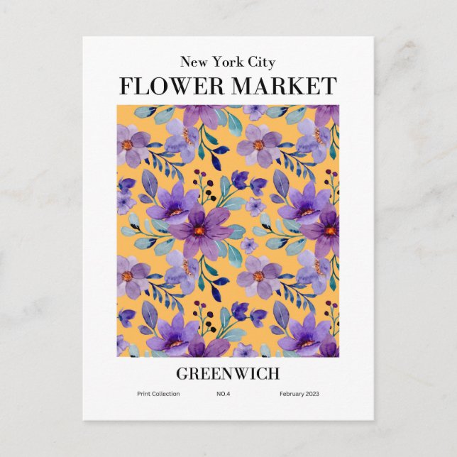New Yorker Blume Market, Greenwich Postcard Postkarte (Vorderseite)