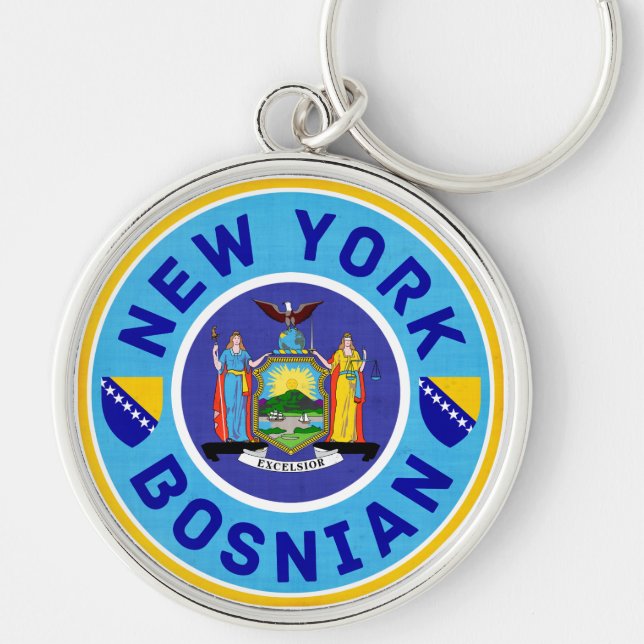 New Yorker bosnischer Amerikaner Keyring Schlüsselanhänger (Vorne)