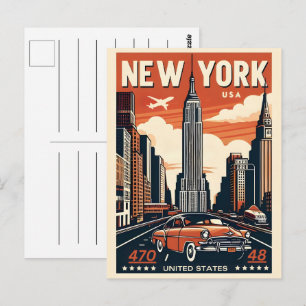 New Yorker Brooklyn Bridge Vintage Oldtimer Postkarte
