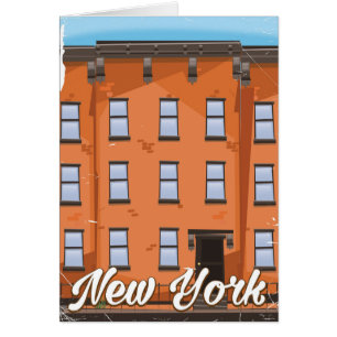 New Yorker Brownstone-Reiseposter-Cartoon