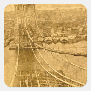 New Yorker Brücke Brooklyn Bridge Bau 1870er Quadratischer Aufkleber