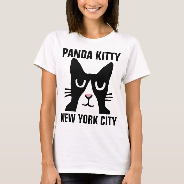 NEW YORKER CAT CARTOON, Panda Kitty, Tuxedo T-Shirt (Vorderseite)