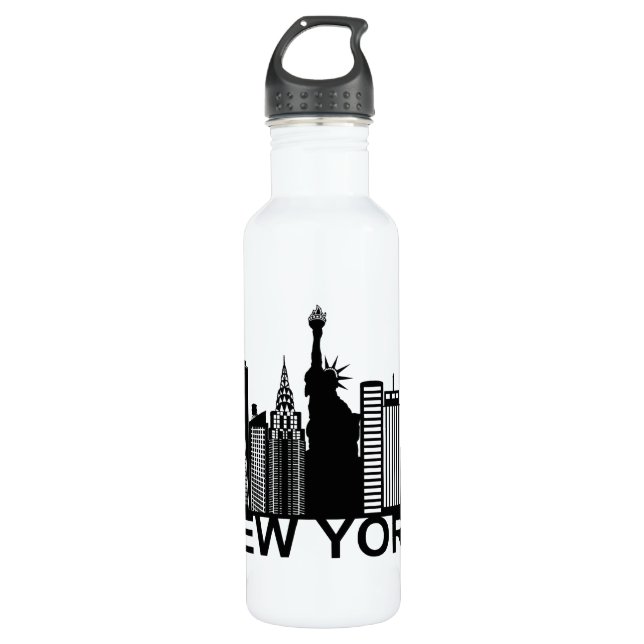 New Yorker City Silhouette Edelstahlflasche (Vorderseite)