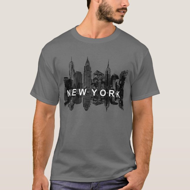 New Yorker City Skyline in schwarz T-Shirt (Vorderseite)