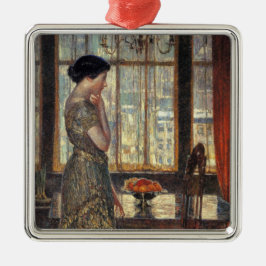 New Yorker Fenster im Winter (von Childe Hassam) Ornament Aus Metall