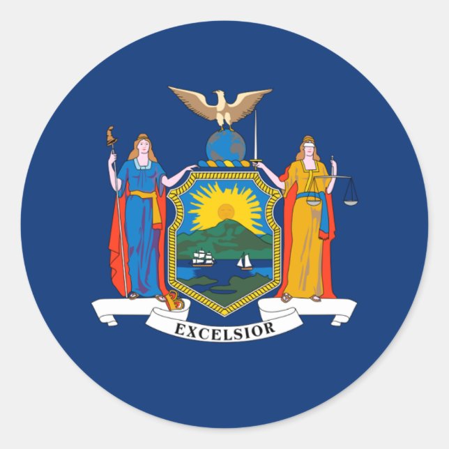 New Yorker Flag, Flag New York Runder Aufkleber (Vorderseite)