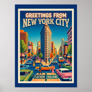 New Yorker Flatiron Gebäude im Vintage-Stil Poster