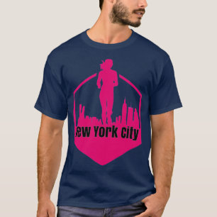 New Yorker Frauen laufen Skyline pink T-Shirt