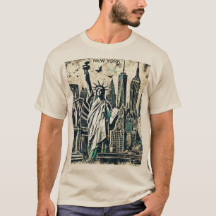 New Yorker Freiheitsstatue Grunge erschüttert T-Shirt
