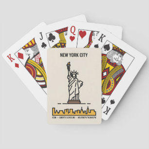 New Yorker Freiheitsstatue Linienkunst Minimalisti Spielkarten