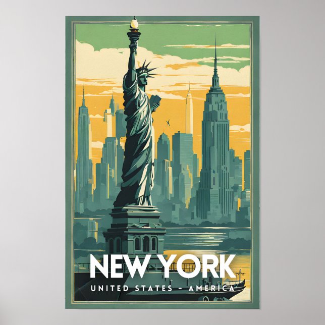 New Yorker Freiheitsstatue Nostalgic Poster (Vorne)