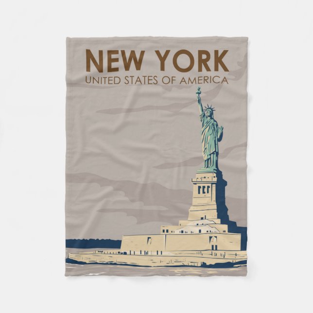 New Yorker Freiheitsstatue Retro Fleecedecke (Vorderseite)
