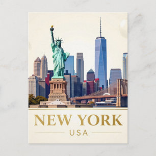 New Yorker Freiheitsstatue und Manhattan 🗽 Postkarte