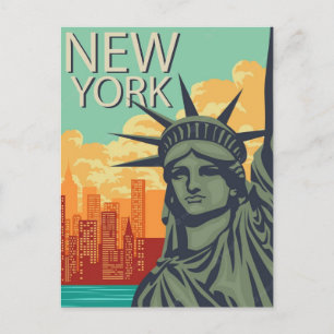 New Yorker Freiheitsstatue Vintag Postkarte