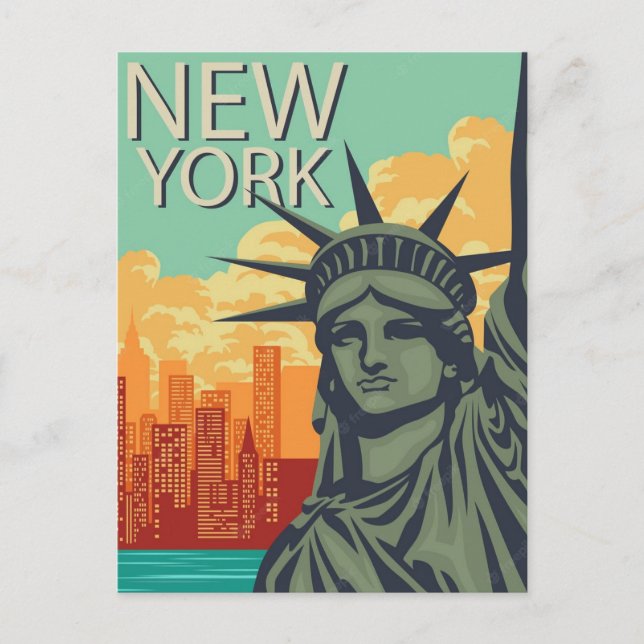 New Yorker Freiheitsstatue Vintag Postkarte (Vorderseite)