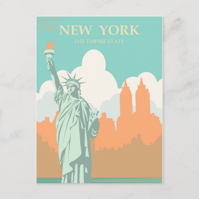 New Yorker Freiheitsstatue Vintag Postkarte (Vorderseite)