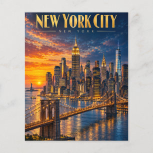 New Yorker Golden City-Skyline Sonnenuntergang Rei Flyer