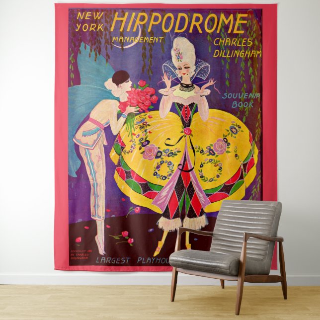 New Yorker Hippodrome-Programm der 1920er-Jahre mi Wandteppich (Beispiel)