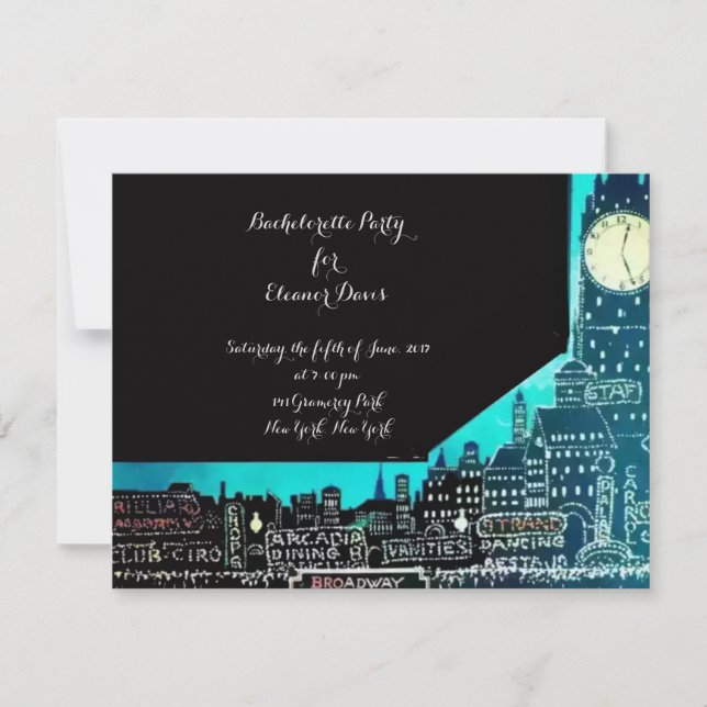 New Yorker Junggeselinnen-Abschied 1927 Einladung (Vorderseite)