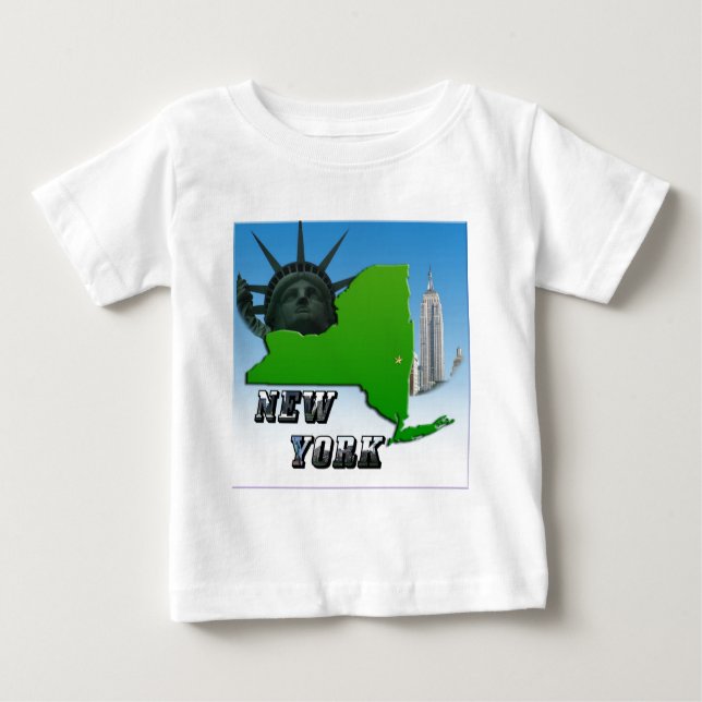 New Yorker Karte, Freiheitsstatue, Denkmal Baby T-shirt (Vorderseite)