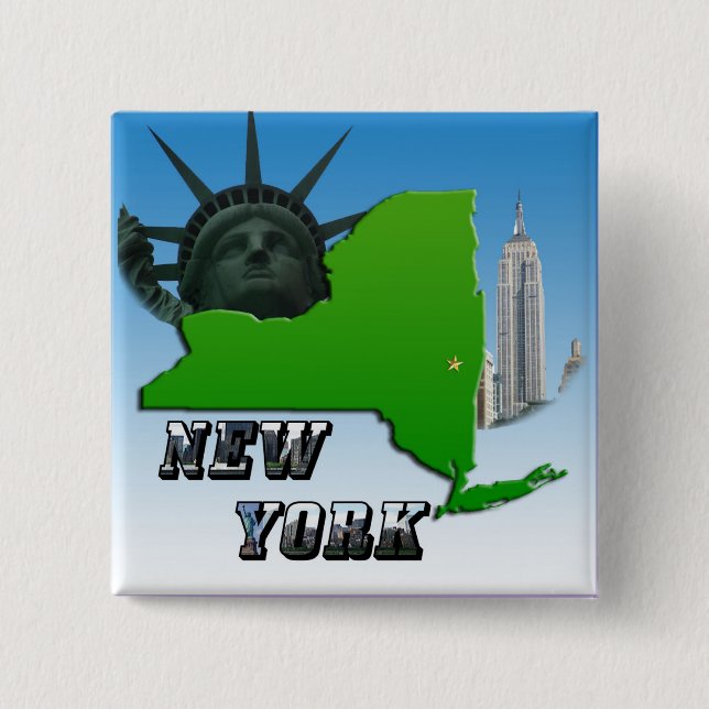 New Yorker Karte, Freiheitsstatue, Denkmal Button (Vorderseite)