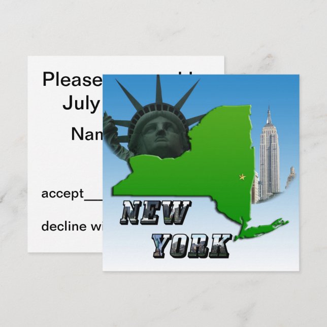 New Yorker Karte, Freiheitsstatue, Denkmal Einladung (Vorne/Hinten)