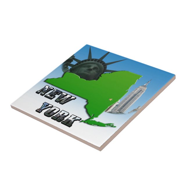 New Yorker Karte, Freiheitsstatue, Denkmal Fliese (Seite)