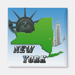 New Yorker Karte, Freiheitsstatue, Denkmal Magnet