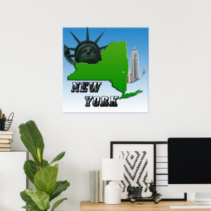 New Yorker Karte, Freiheitsstatue, Denkmal Poster