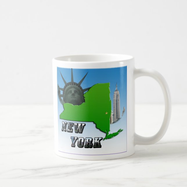 New Yorker Karte, Freiheitsstatue, Denkmal Tasse (Rechts)