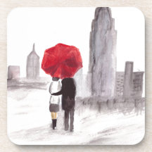 New Yorker Liebe mit rotem Regenschirm