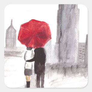 New Yorker Liebe Quadratischer Aufkleber