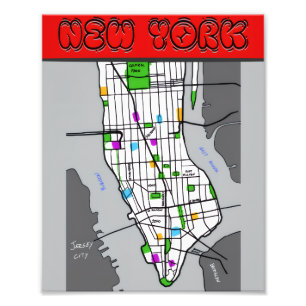 New Yorker Minimalist Map Poster Schwarz & Weiß St