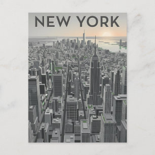 New Yorker Minimalistische Skyline-Kunst Postkarte