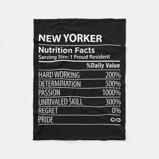 New Yorker Nutrition Facts Funny New York Pride  Fleecedecke (Vorderseite)
