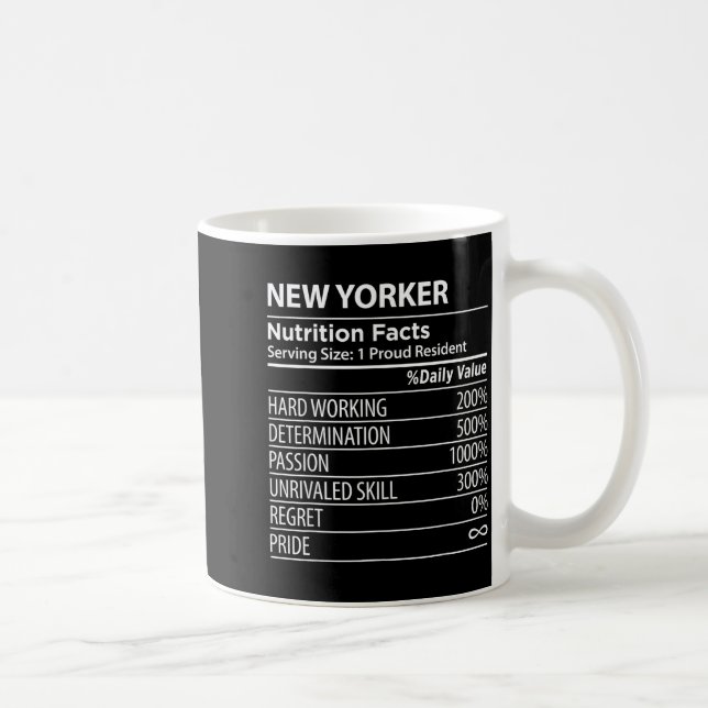 New Yorker Nutrition Facts Funny New York Pride  Kaffeetasse (Rechts)