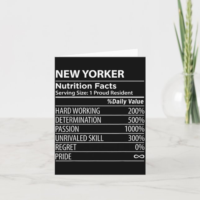 New Yorker Nutrition Facts Funny New York Pride  Karte (Vorderseite)