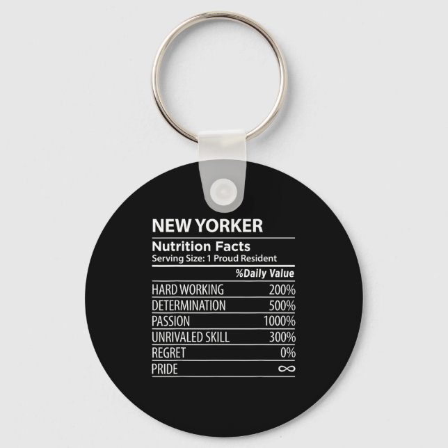 New Yorker Nutrition Facts Funny New York Pride  Schlüsselanhänger (Vorderseite)