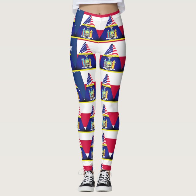 New Yorker Patriotischer Flagge Spaß Leggings (Vorderseite)