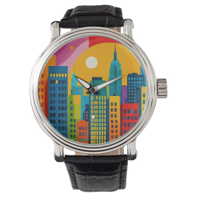 New Yorker Pop Art Armbanduhr (Vorderseite)