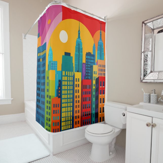 New Yorker Pop-Art Duschvorhang (Beispiel)