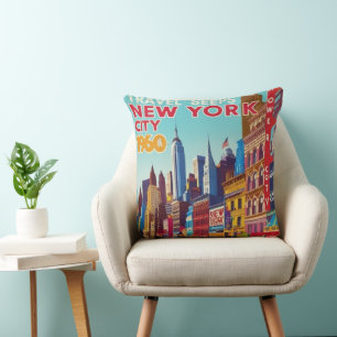 New Yorker Poster der 1960er   Bold Red & Yellow" Kissen