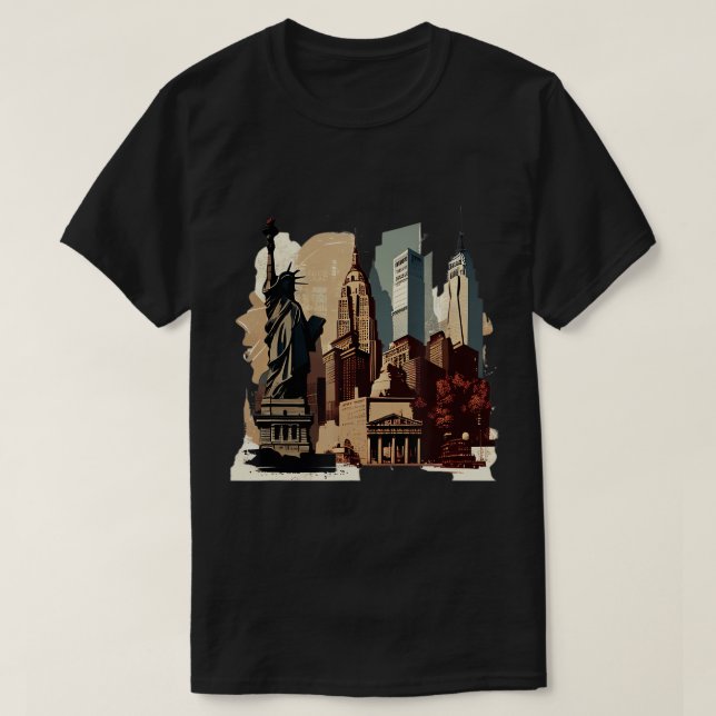New Yorker Pride Big Apple NYC Souvenir Distress N T-Shirt (Design vorne)