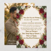 New Yorker Roségold-Blumen-Hochzeitseinladung