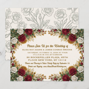 New Yorker Rosen-Elegante Hochzeitseinladung Save The Date