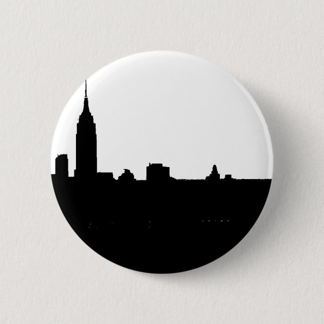 New Yorker Silhouette Black & White Button (Vorderseite)