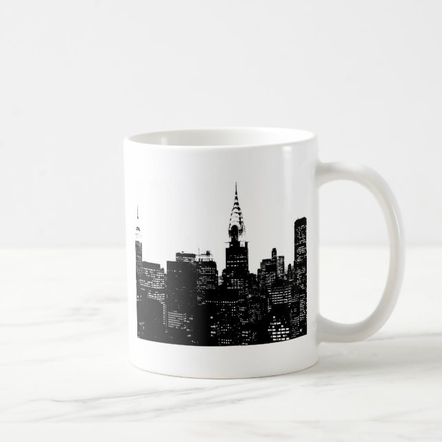 New Yorker Silhouette Black & White Kaffeetasse (Rechts)