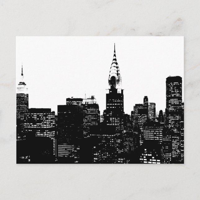 New Yorker Silhouette Black & White Postkarte (Vorderseite)