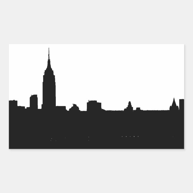 New Yorker Silhouette Black & White Rechteckiger Aufkleber (Vorderseite)